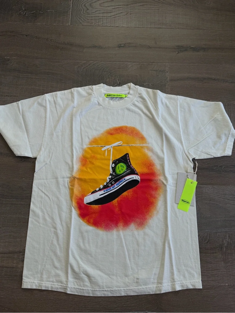 Suprvsn - Graphic Sneaker Tee with Orange-Red Burst